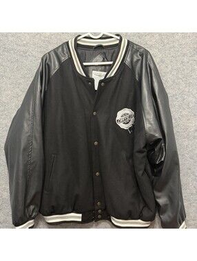 Chrysler Varsity‎ Jacket XL Black Faux Leather Sleeves Embroidered Logo Mopar